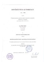 Certification of autorization - Ing. Milan Kábrt