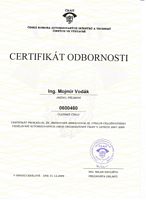 Certifikát odbornosti - Ing. Mojmír Vodák